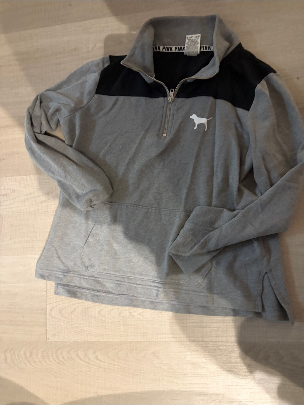 Victoria's Secret PINK Gray and Black Quarter-Zip Pullover